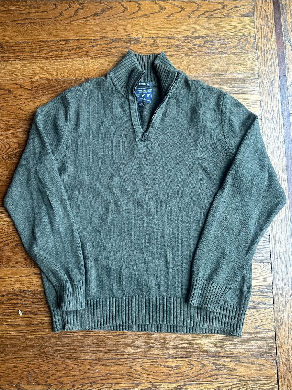American Eagle Outfitters Olive Green Quarter-Zip Sweater (large)